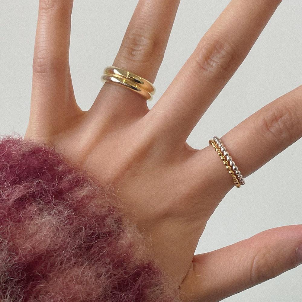 실버925 트윈 앵게이지 소프트 반지 (2color)