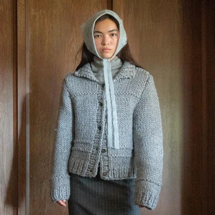 CHUNKY HANDMADE CARDIGAN_MELANGE GREY