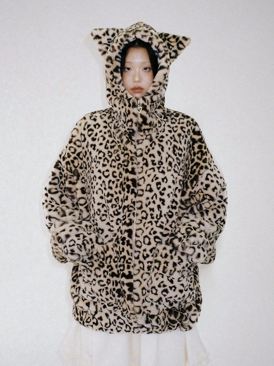 ★11/28 예약배송★ Cat Leopard Jacket - BROWN