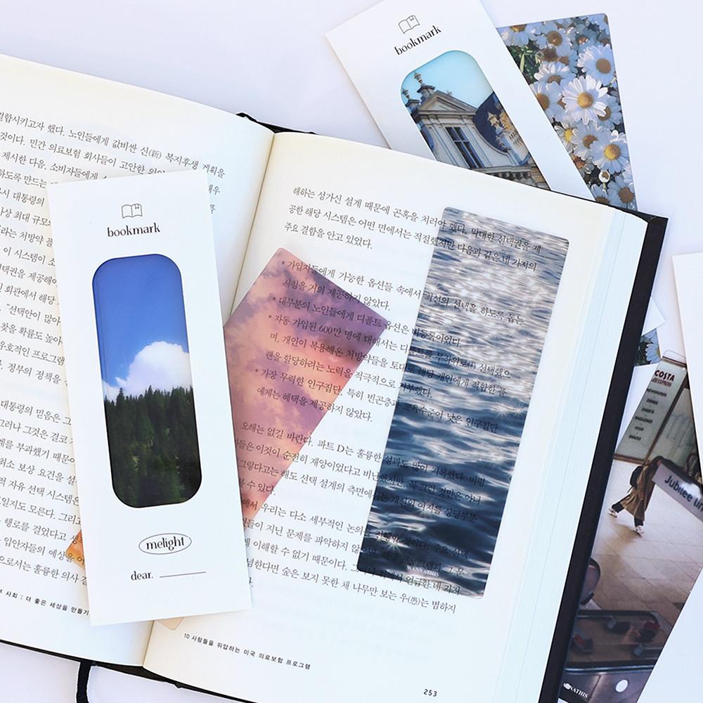 (옵션 추가) 워너디스 미라이트 반투명 책갈피 4장 세트 ( 북마크 독서용품 )