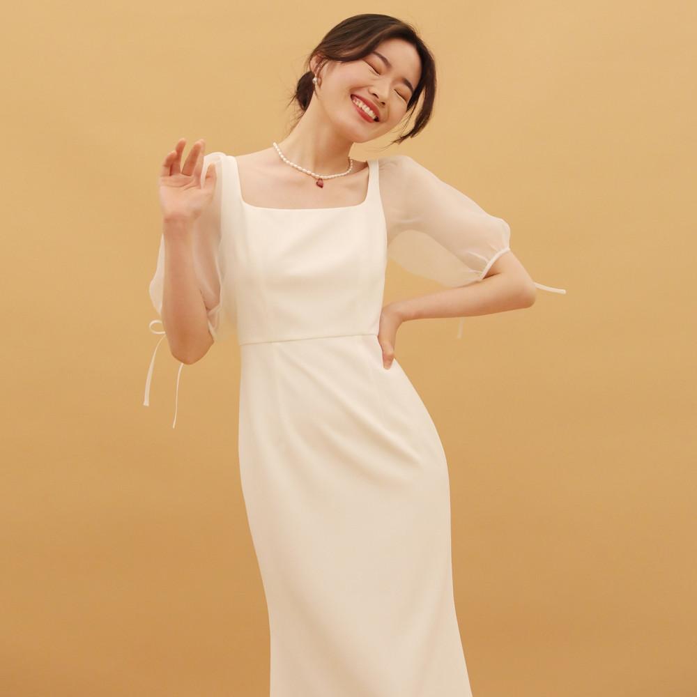 매쉬퍼프 머메이드 드레스 셀프웨딩 피로연 2부 돌잔치 브라이덜샤워 드레스