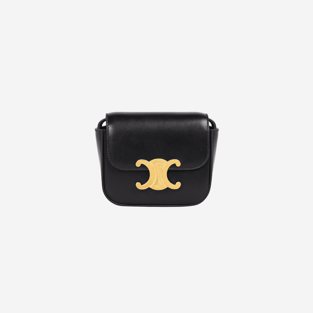 Celine Mini Triomphe Bag in Shiny Calfskin Black