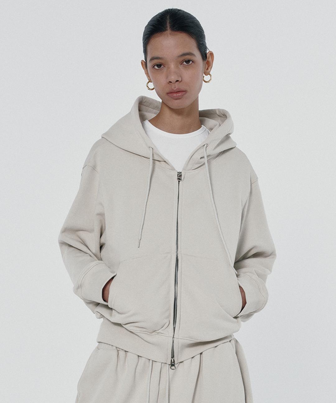 BASIC HOOD ZIP UP [IVORY]