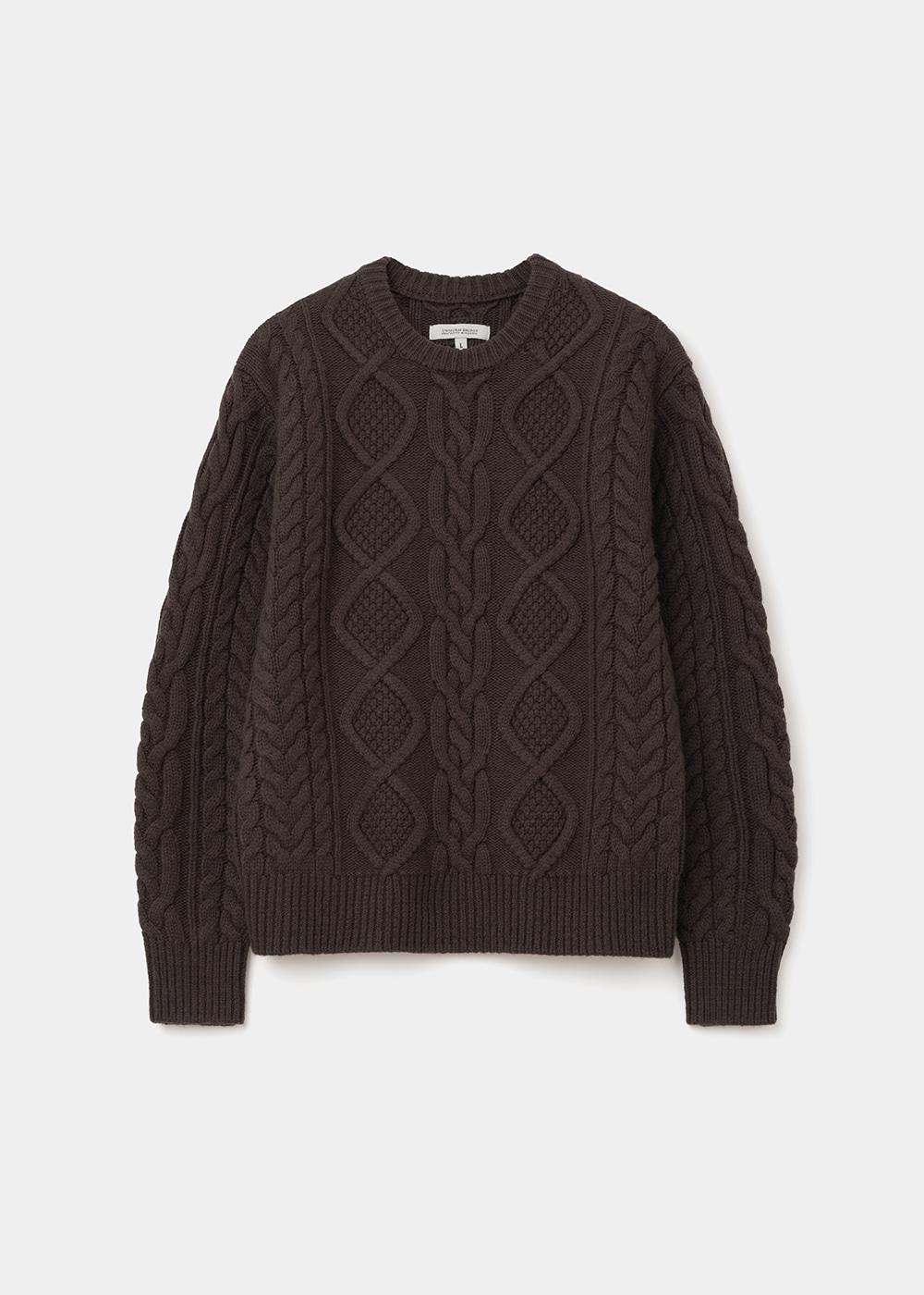 cable crew neck knit brown