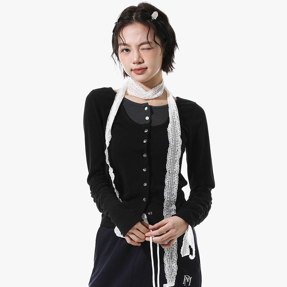 LAYERED SLIM ROUND CARDIGAN (BLACK)