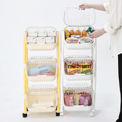 레퓰리 뚜껑있는 이동식 우유빛 3단 수납 기저귀 정리함 트롤리, 3단, 화이트, 1개 - 영유아가구 | 쿠팡