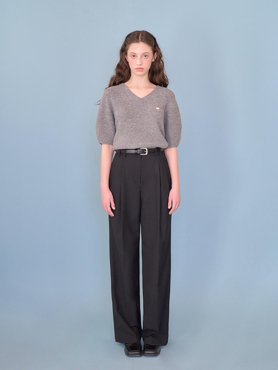 [AA] French pintuck wide slacks_Black