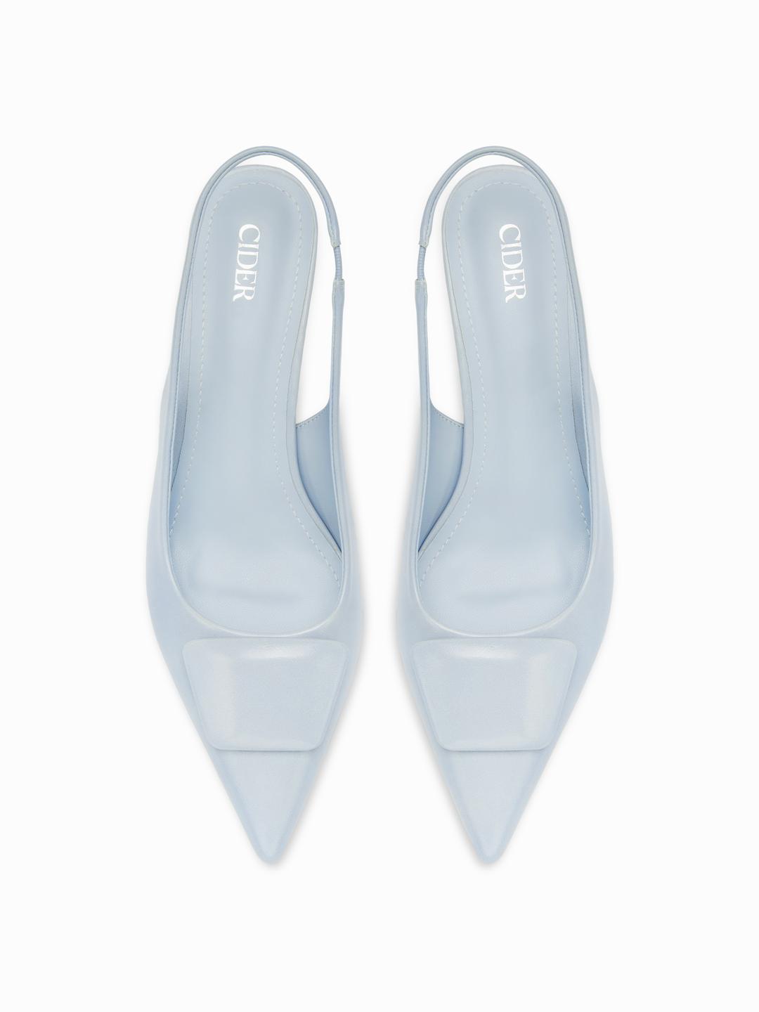 POINTED-TOE SLINGBACK KITTEN HEELS