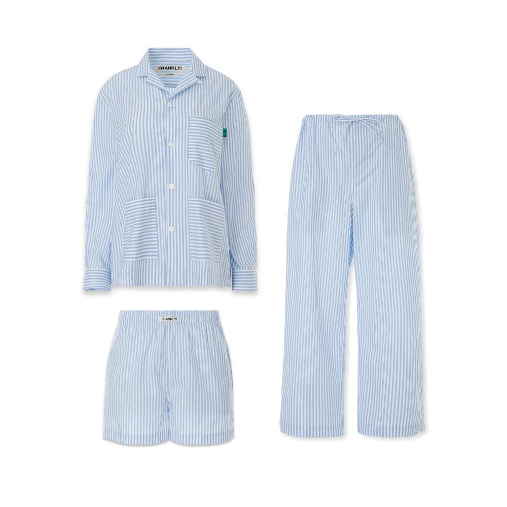 FRANKLY 3 Piece Stripe Pajama Set, Blue
