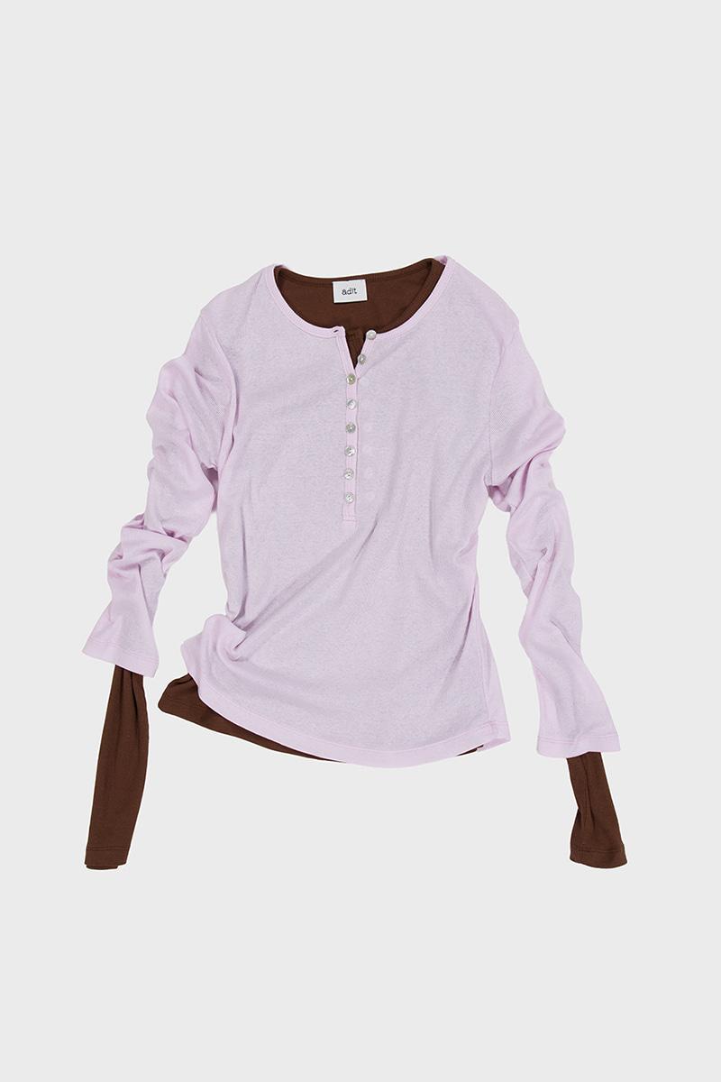 Mother-of-pearl button long sleeves_Pink