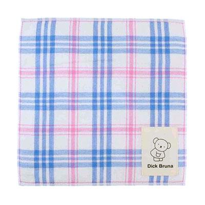 미피(miffy) 컬러플 체크 손수건, 미니타올, 핸드타올(Blue)