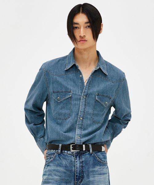 렉토 RC LOGO JACQUARD PATCH HENLEY NECK T-SHIRT (OFF WHITE