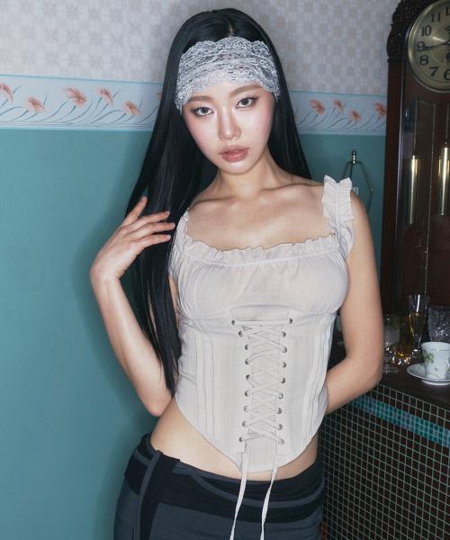 Della Corset Shirt Top (Mint Grey)