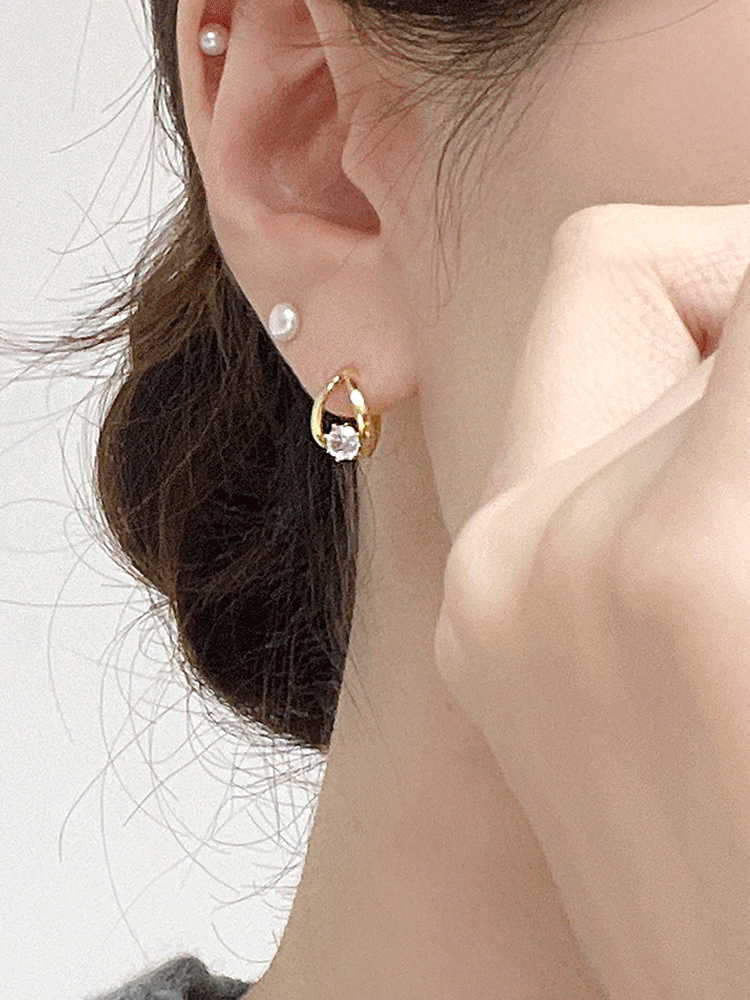 [72시간할인] 925 silver full cubic one-touch earring (원터치)