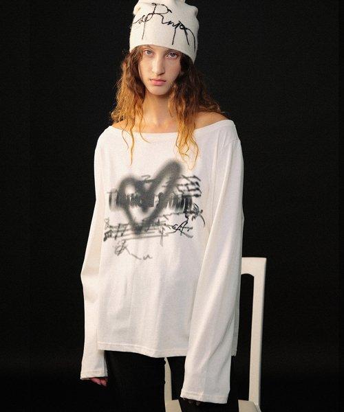 HEART BOAT NECK TOP / IVORY