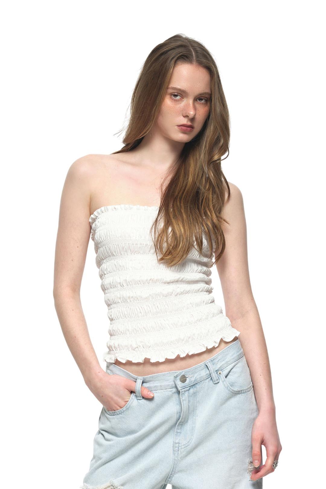 SMOCKED TUBE TOP (WHITE)