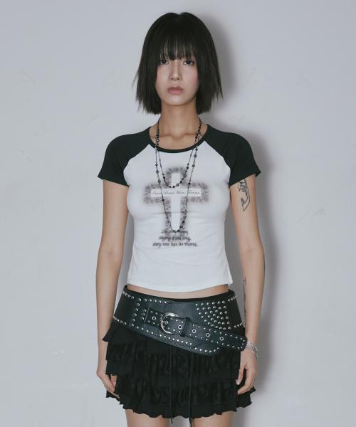 CROSS ROSE RAGLAN TEE_IVORY