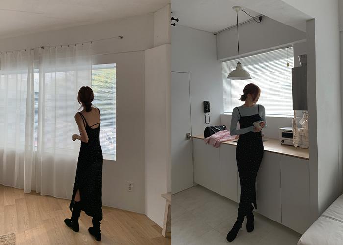 지엔 벨벳 슬림 원피스