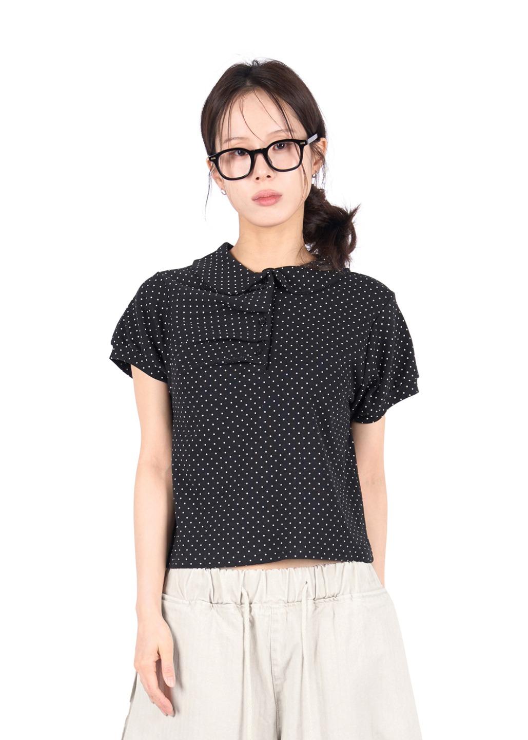 릿킴 GATHERED DOT COLLAR TEE