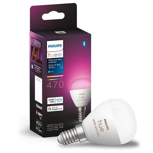 필립스휴 화이트&컬러 앰비언스 러스터 E14 스마트 소형 전구 5.1W, RGB, 1개 - 조명/배선/전기코드류 | 쿠팡
