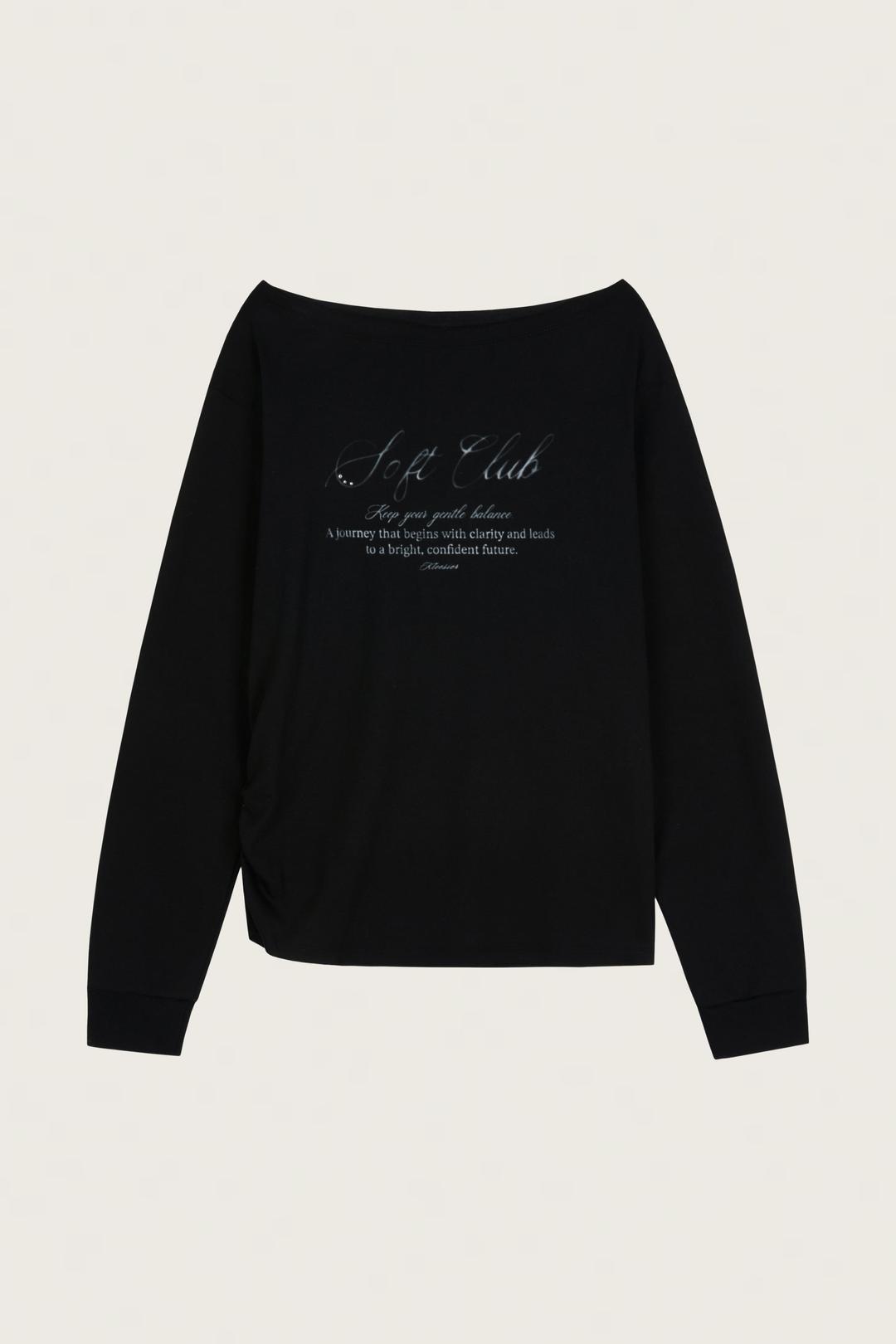 Soft Club one-shoulder sweatshirt, Black