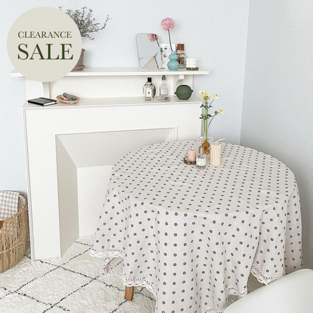 [클리어런스세일]북유럽 플라워 린넨 원형 티테이블보 식탁보