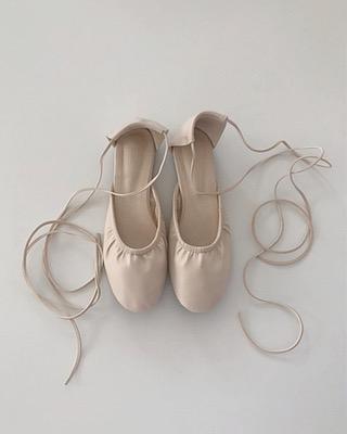 shirring lace up flat shoes (2color)