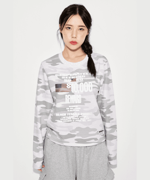 우먼즈 세미크롭 US1000 카모 슬리브 맨투맨