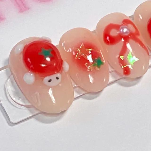 🍅 토마토 먹은 거북이 수제네일팁 🍅