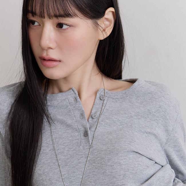 니썸 [컬러추가💙스트라이프+솔리드][니썸헨리넥/헨리넥/레이어드/레이어드티/긴팔티/티셔츠/이너티/헨리넥긴팔][MADE]온니헨리넥티셔츠 - 4color