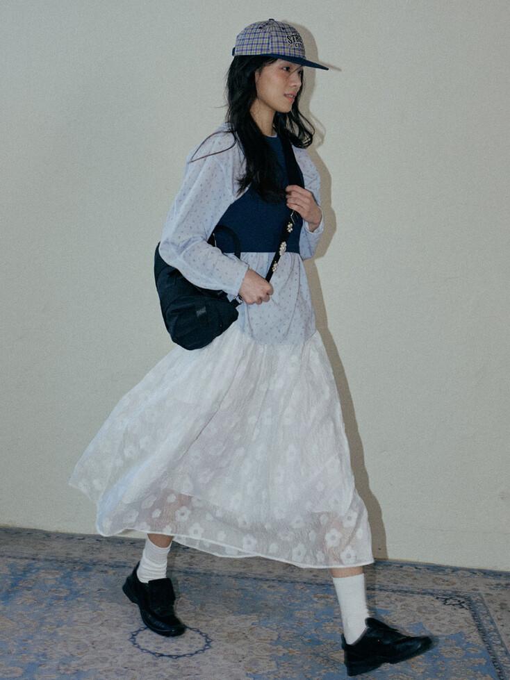 Garden Veil Volume Skirt_White