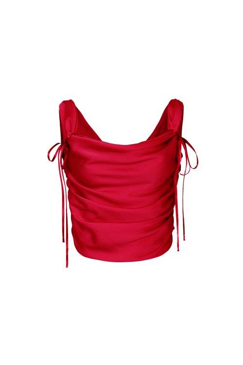 페인오어플레져(PAINORPLEASURE)  DEW COWL SATIN TOP red - 사이즈 & 후기 | 무신사