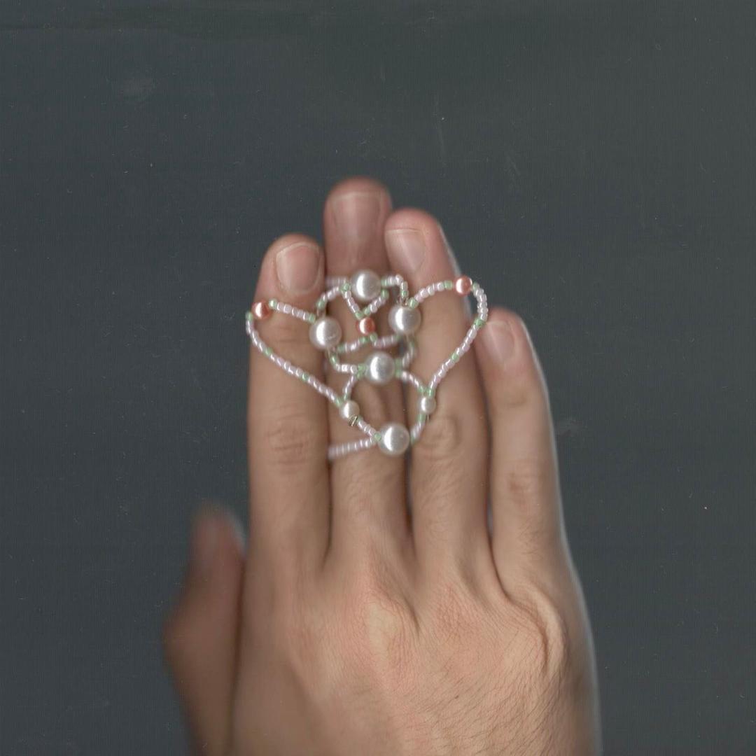 pink green butterfly ring