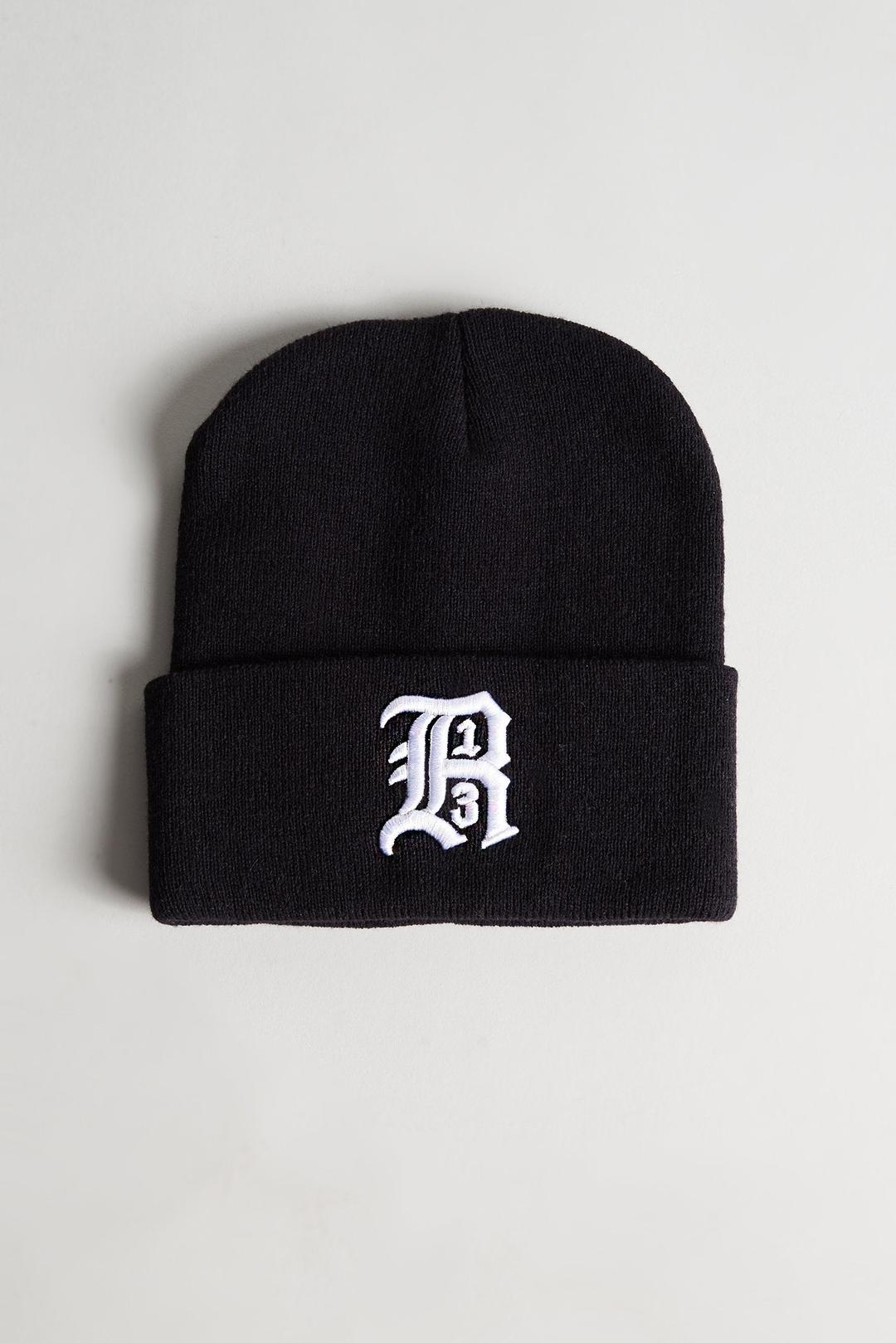 R13 BEANIE - BLACK - O/S / BLACK W/ WHITE