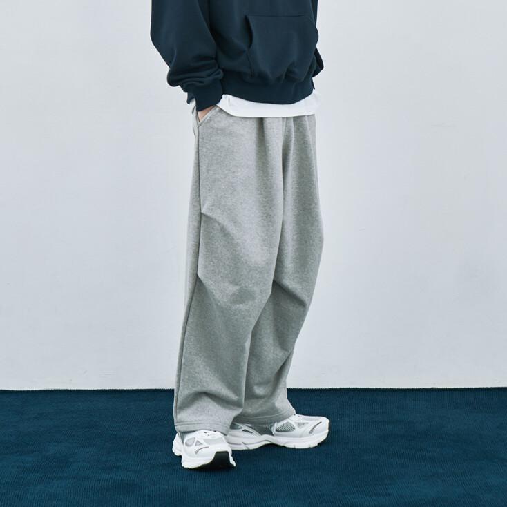 Comfy oversized tuck detail sweat pants [GRAY]