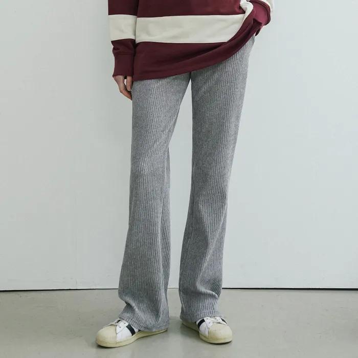 SIPT7094 벨로 골지 부츠컷 밴딩 팬츠_Melange gray