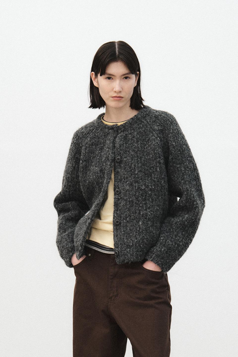 snug heavy cardigan - charcoal