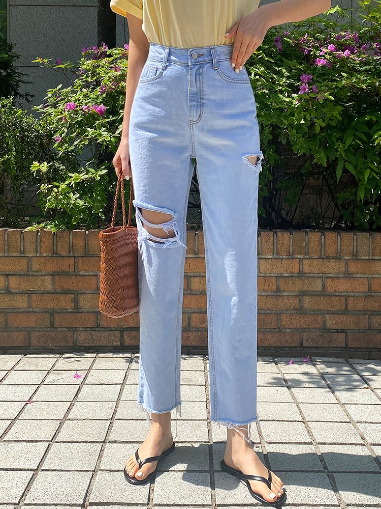 보이핏 연청 찢청 일자 청바지