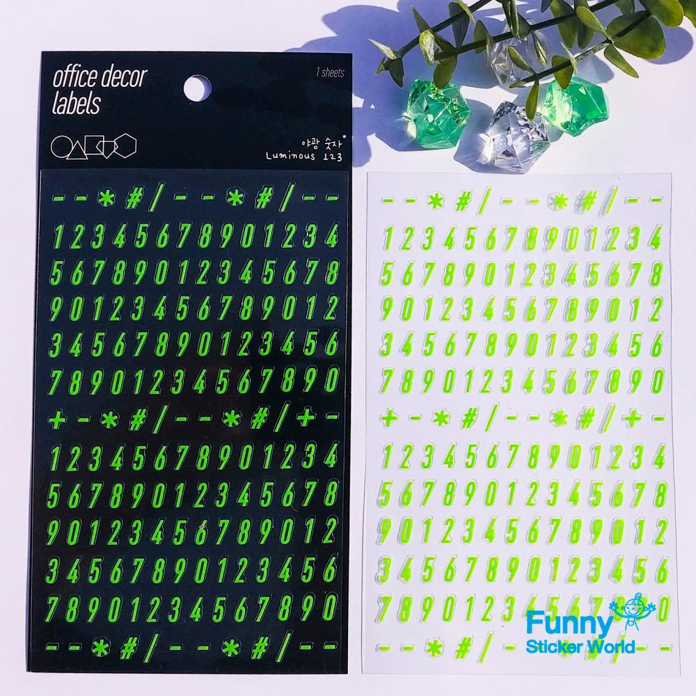 퍼니스티커 팬시 스티커 LM-002 Luminous 123 야광 숫자 PVC 스티커