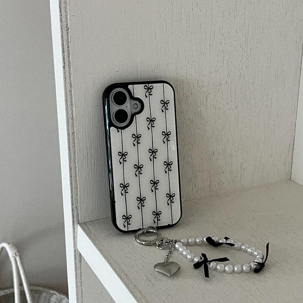 line ribbon pattern 아이폰 15pro 글로시 범퍼 케이스 blue ribbon