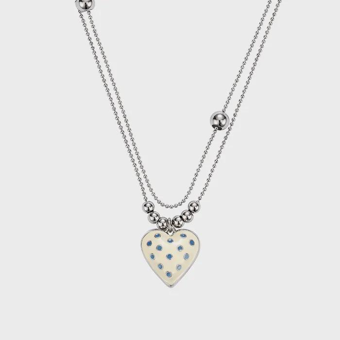 dot heart necklace-ivory