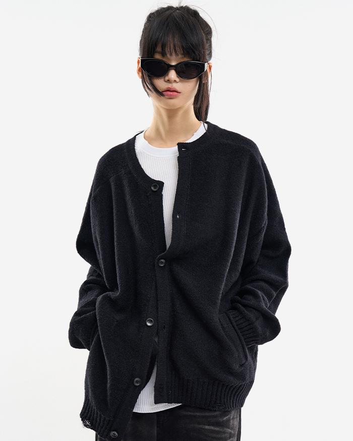 보웬 빈티지 데미지 울 니트 가디건