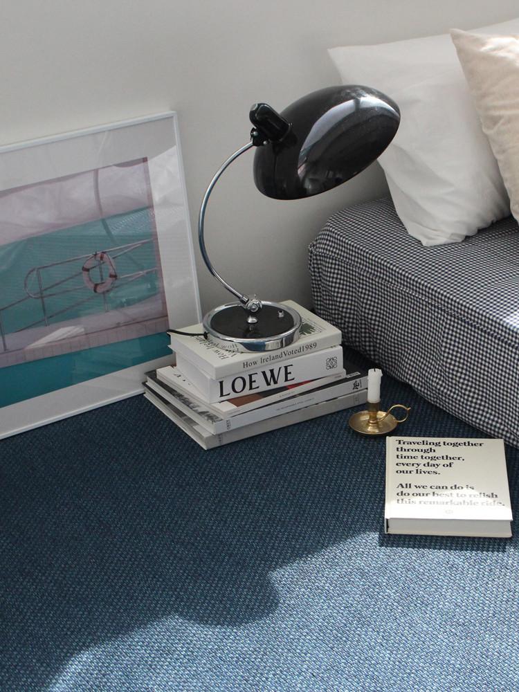 노크노크 블루 웨이브 평직 자가드 거실 러그 여름 사이잘룩