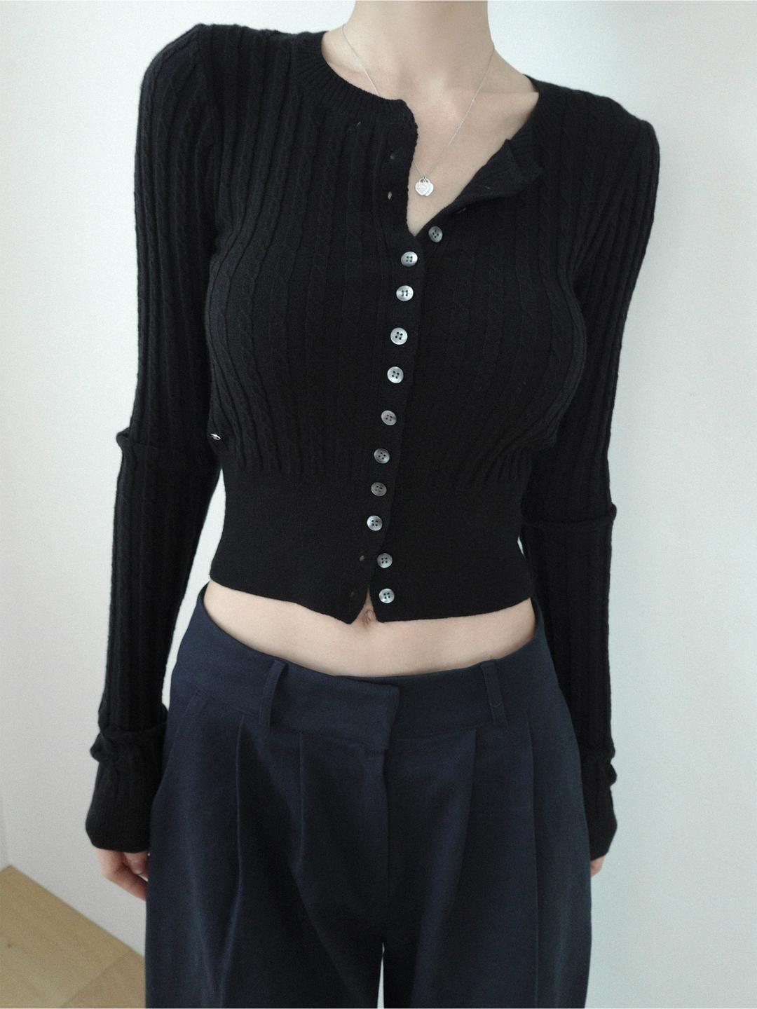 Cable Rayon Knit Cardi