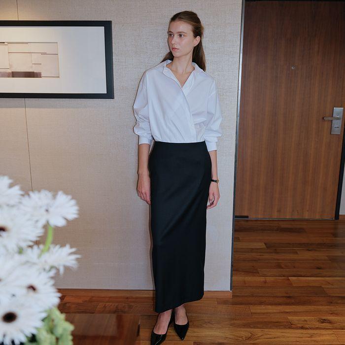 90s Summer Wool H-skirt (Black)