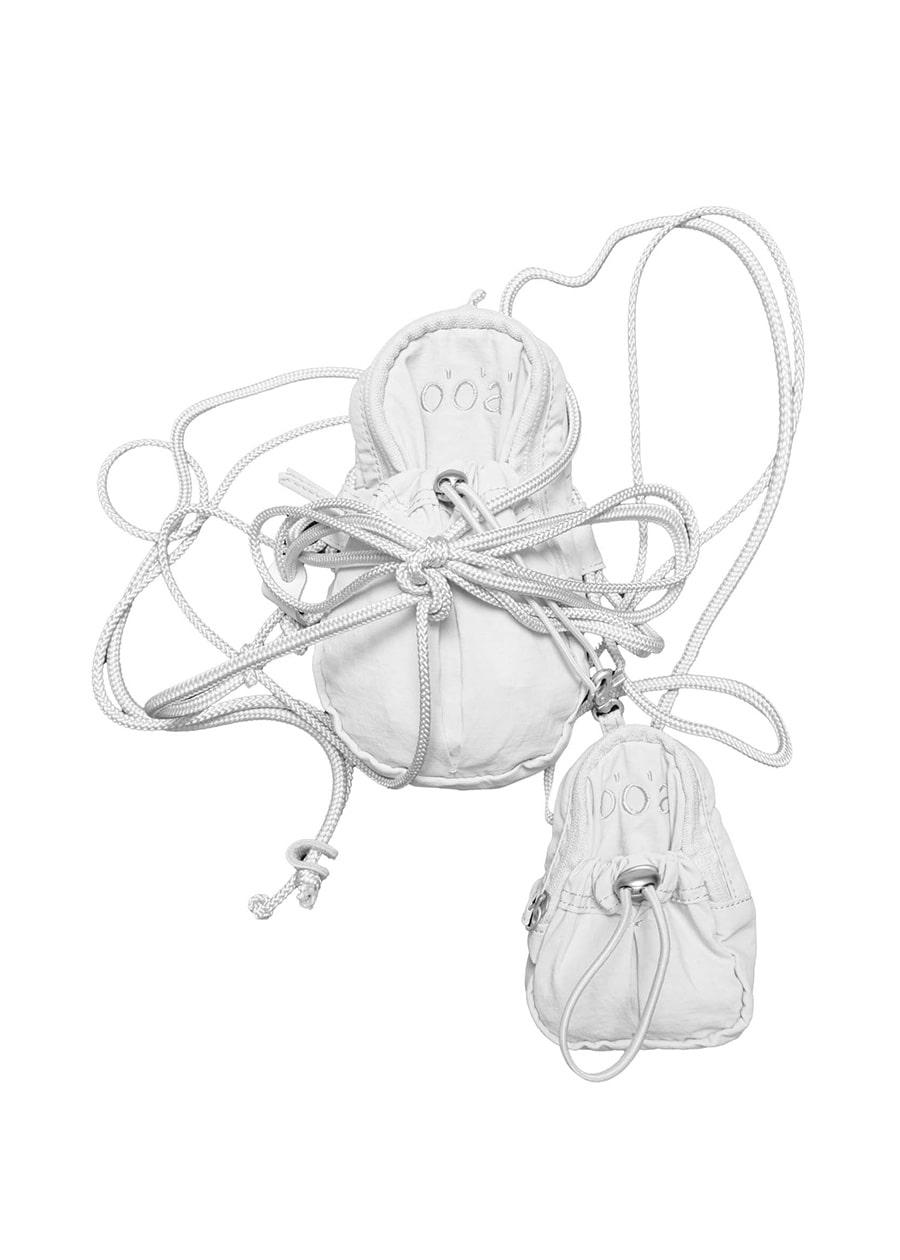 DOUBLE POCKET STRING CROSS BAG WHITE