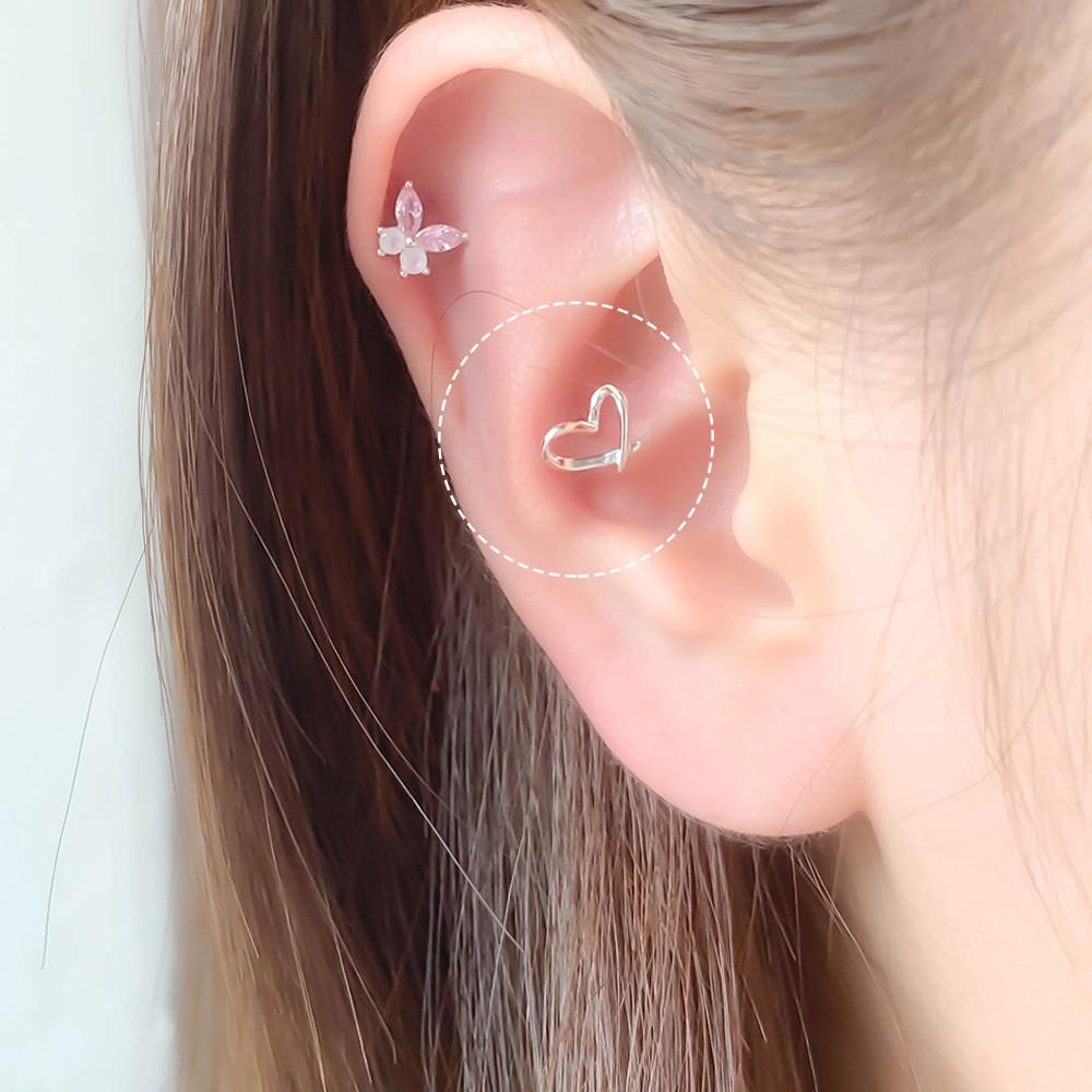 (실버925) rough 이너컨츠 포인트 빅 꼬임 하트 피어싱