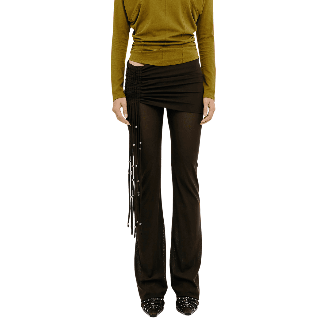 Mesh Whip Pants - XS / Brown