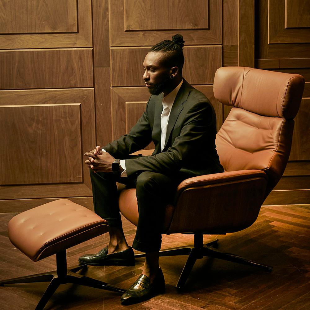 [레벤 signature] 마티니 천연면피가죽 1인 리클라이너 소파+스툴