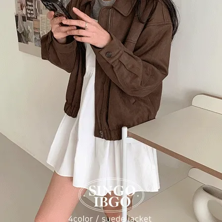 ◈쿠폰◈퀄보장◈모카무스◈스웨이드 루즈핏 자켓 블루종 고퀄 벨벳 밴딩 스웨이드 카라 집업 하객룩 봄자켓 봄옷 etc-0954